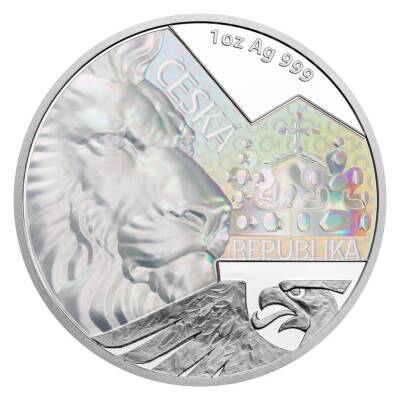 1 Ons Czech Lion 2023 Hologram Kaplama Gümüş Sikke Coin (999.0) - 2