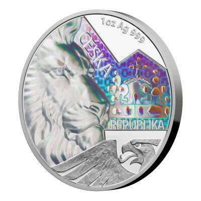 1 Ons Czech Lion 2023 Hologram Kaplama Gümüş Sikke Coin (999.0) - 3