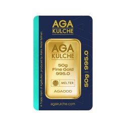 AgaKulche 50 Gram Altın (995) 24 Ayar Külçe Altın - 1