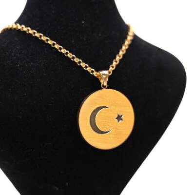 AgaKulche 67 Gram Crescent-Star Gold Medallion Gilded (916) 22 Carat (With Chain) - 2