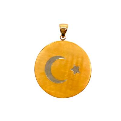 AgaKulche 67 Gram Crescent-Star Gold Medallion Gilded (916) 22 Carat (With Chain) - 3