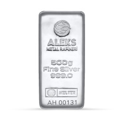  AgaKulche Aleks Metal Rafineri Sertifikalı Külçe Gümüş 500 Gram (999.0) - 1