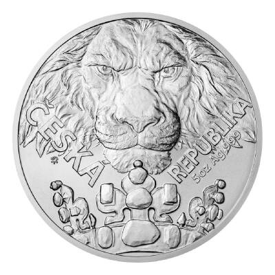 Czech Lion 2023 5 Ons 155.50 Gram Gümüş Sikke Coin (999) - 1