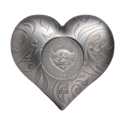  Heart Shape 2018 1 Ounce 31.10 Gram Silver Coin (999) - 3