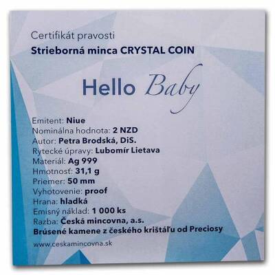 Hello Baby 2023 Proof Kristal Taşlı 1 Ons Gümüş Sikke Coin (999.0) - 6