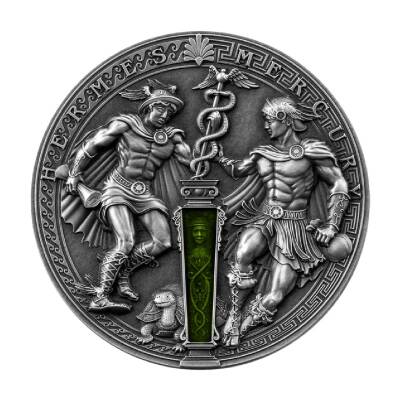 Hermes And Mercury 2022 2 Ounce 62.20 Gram Silver Coin (999) - 1