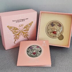I Love You Lady With Butterflies 2023 145 Gram Gümüş Kaplama Bakır Sikke Coin - 1