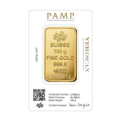 Pamp Suisse 100 Gram Gold (999.9) 24K Gold Bar - 2