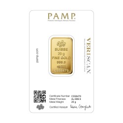 Pamp Suisse 20 Gram Gold (999.9) 24K Gold Bar - 2