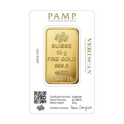 Pamp Suisse 50 Gram Gold (999.9) 24K Gold Bar - 2