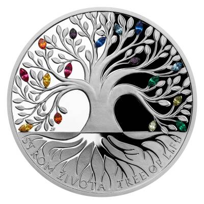 Tree of Life Rainbow 1 Ons Kristal Gümüş Sikke Coin (999.0) - 2