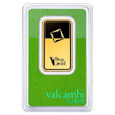 Valcambi 1 Ounce 31.10 Gram Green Gold (999.9) 24 K Gold Bar - 1