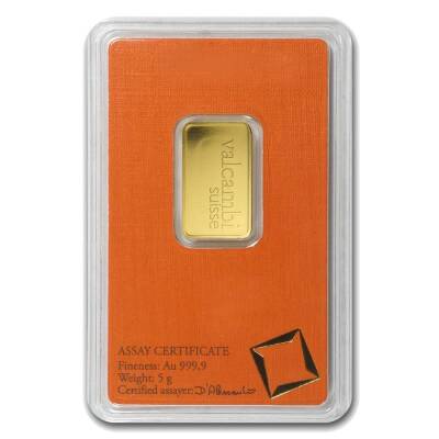 Valcambi 5 Gram Orange Gold (999.9) 24 K Gold Bar - 2