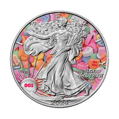 Valentine Day Walking Liberty Eagle 2024 1 Ons 31.10 Gram Gümüş Sikke Coin (999) - 1