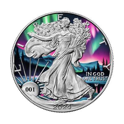 Walking Liberty Northern Lights 2024 1 Ounce 31.10 Gram Silver Coin (999) - 1